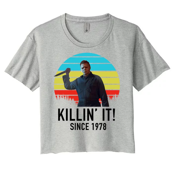 Killin' It Since 1978 Retro Horror Movie Women's Crop Top Tee