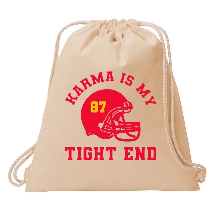 Karma Is My Tight End American Football Drawstring Bag