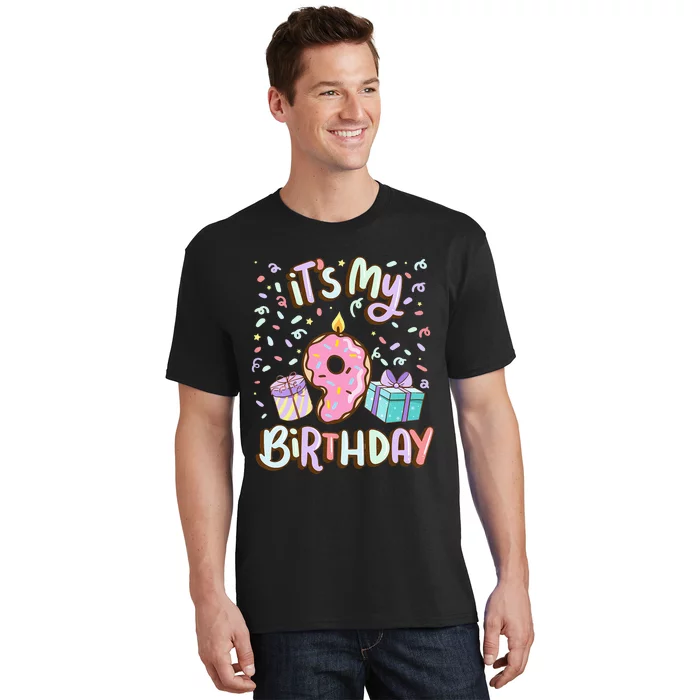 Kids Its My 9th Birthday Cake Donut 9 Year Old Confetti T-Shirt