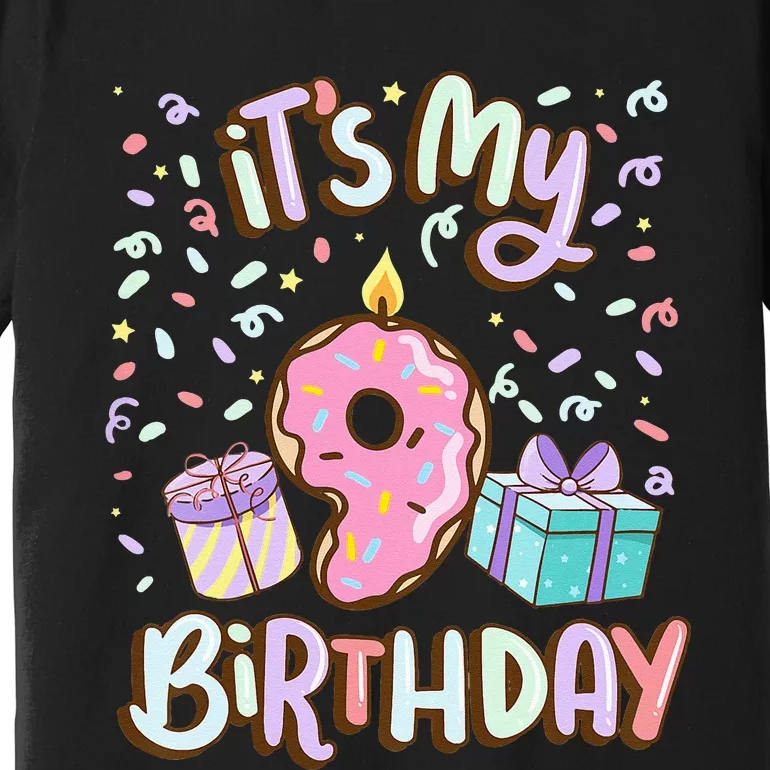 Kids Its My 9th Birthday Cake Donut 9 Year Old Confetti Premium T-Shirt