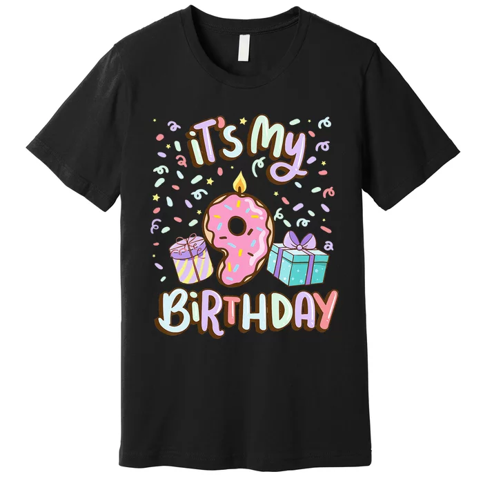 Kids Its My 9th Birthday Cake Donut 9 Year Old Confetti Premium T-Shirt