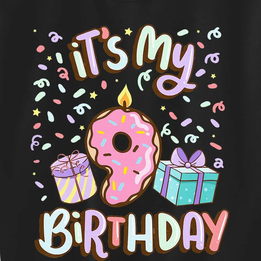 Kids Its My 9th Birthday Cake Donut 9 Year Old Confetti Kids Sweatshirt