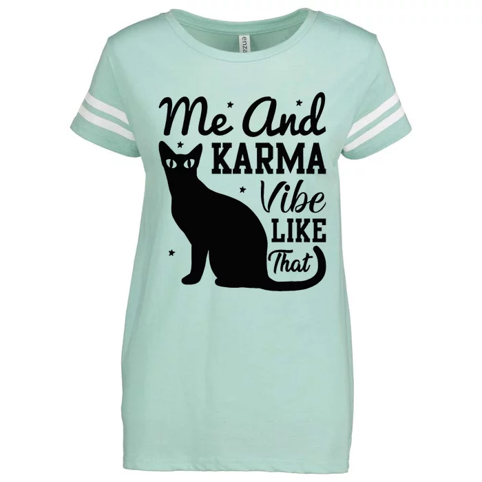 Karma Is My Boyfriend Me And Karma Vibe Like That Cat Lover Enza Ladies Jersey Football T-Shirt