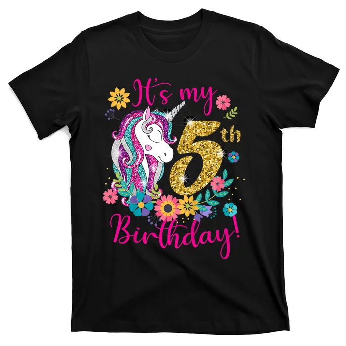 K.i.d.s It's My 5th Birthday Unicorn Lover Funny Birthday Girls T-Shirt