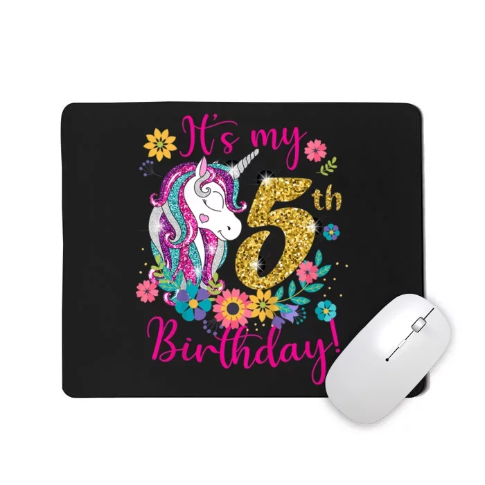 K.i.d.s It's My 5th Birthday Unicorn Lover Funny Birthday Girls Mousepad