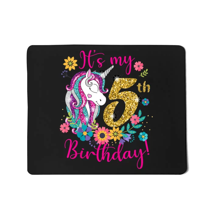 K.i.d.s It's My 5th Birthday Unicorn Lover Funny Birthday Girls Mousepad