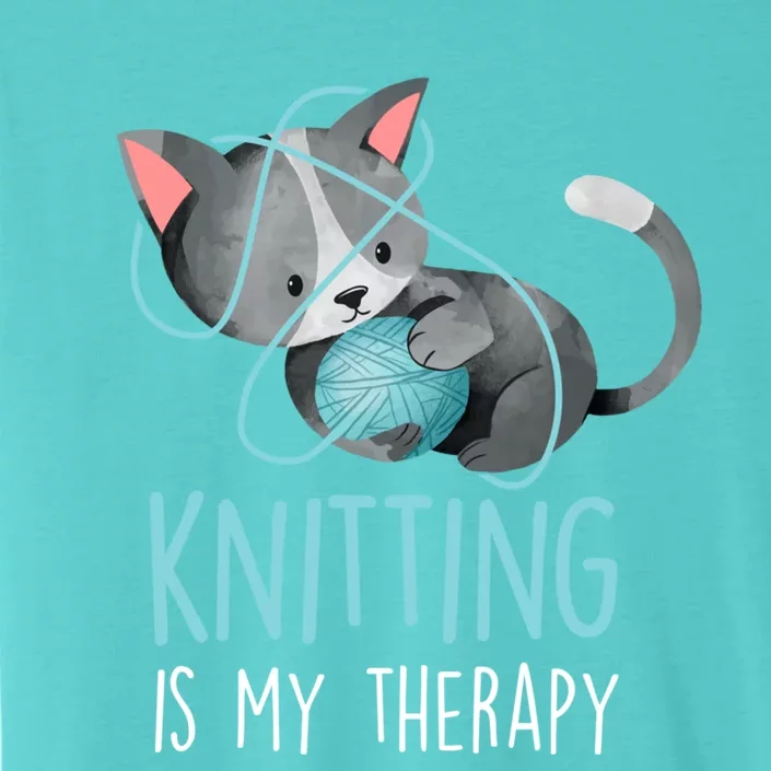 Knitting Is My Therapy Gift Funny Crocheting Cat Lover Great Gift ChromaSoft Performance T-Shirt