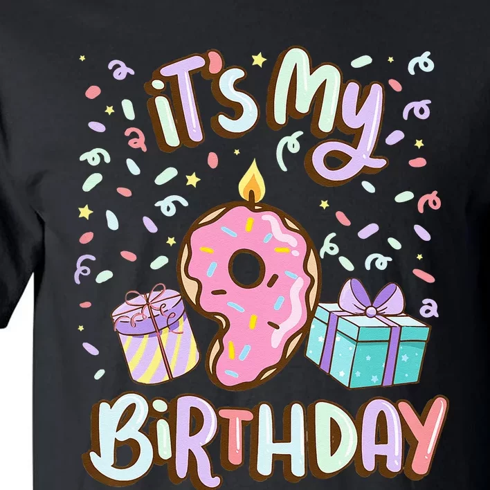 Kids Its My 9th Birthday Cake Donut 9 Year Old Confetti Tall T-Shirt