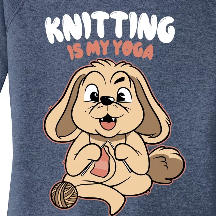 Knitting Is My Yoga Funny Dog Lovers Gift Women's Perfect Tri Tunic Long Sleeve Shirt