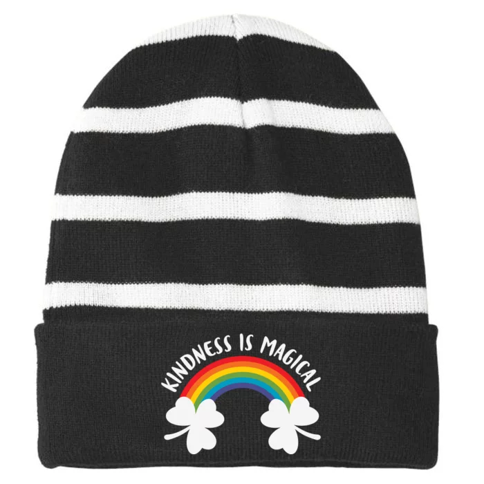 Kindness Is Magical Funny Irish Striped Beanie with Solid Band