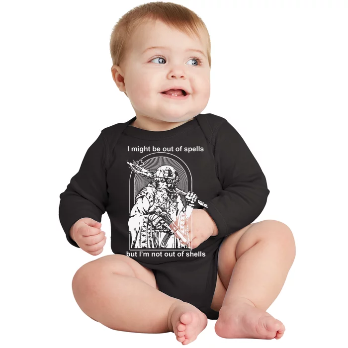 Kuyvon I Might Be Out Of Spells But IM Not Out Of Shells Baby Long Sleeve Bodysuit