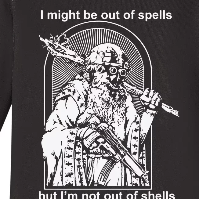 Kuyvon I Might Be Out Of Spells But IM Not Out Of Shells Baby Long Sleeve Bodysuit