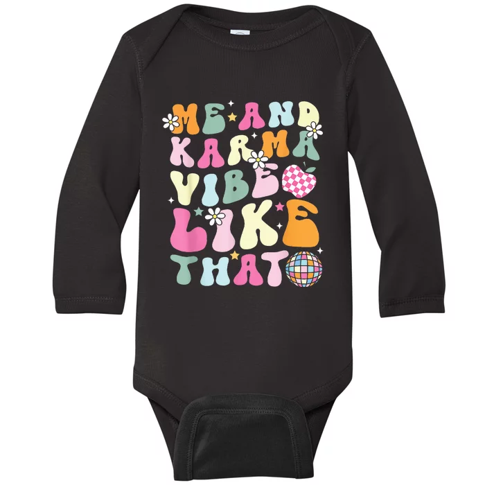 K.arma is My Boyfriend Me and K.arma Vibe Like That Groovy Baby Long Sleeve Bodysuit