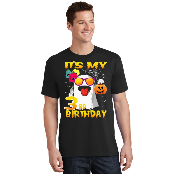 Kids Its My 3rd Birthday Ghost Pumpkin Halloween Party 3 Years T-Shirt