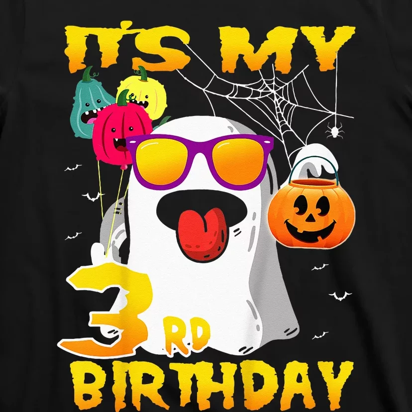 Kids Its My 3rd Birthday Ghost Pumpkin Halloween Party 3 Years T-Shirt