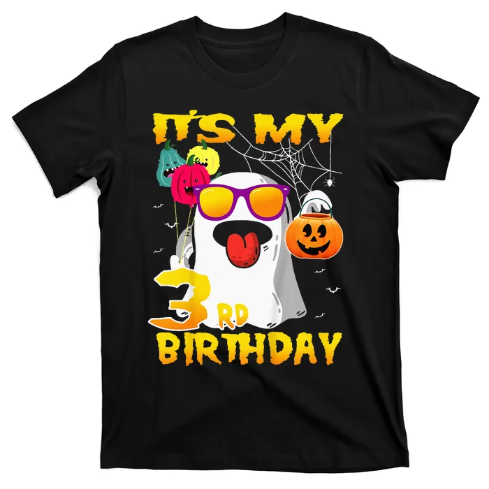 Kids Its My 3rd Birthday Ghost Pumpkin Halloween Party 3 Years T-Shirt