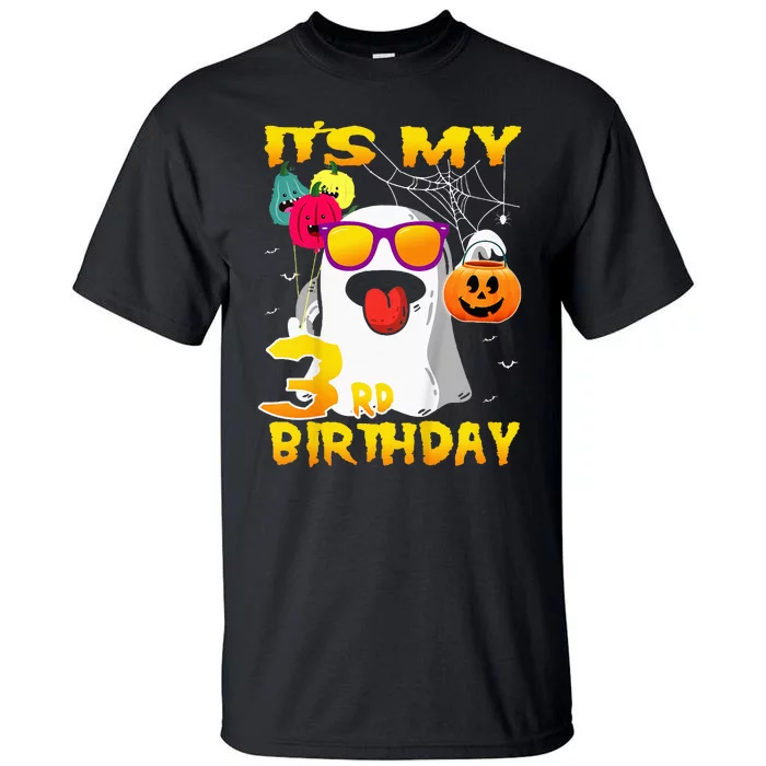 Kids Its My 3rd Birthday Ghost Pumpkin Halloween Party 3 Years Tall T-Shirt