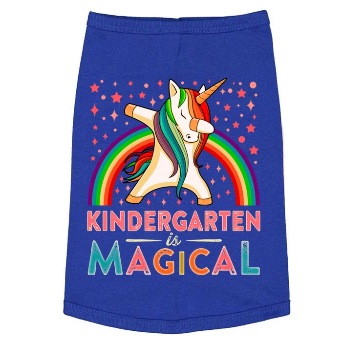 Kindergarten Is Magical Cute Rainbow Dabbing Unicorn Gift Doggie Tank