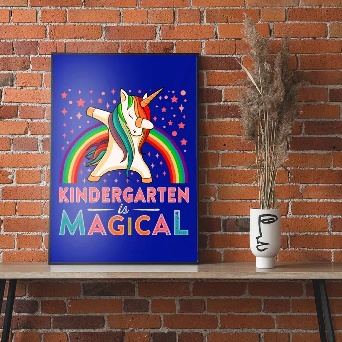 Kindergarten Is Magical Cute Rainbow Dabbing Unicorn Gift Poster