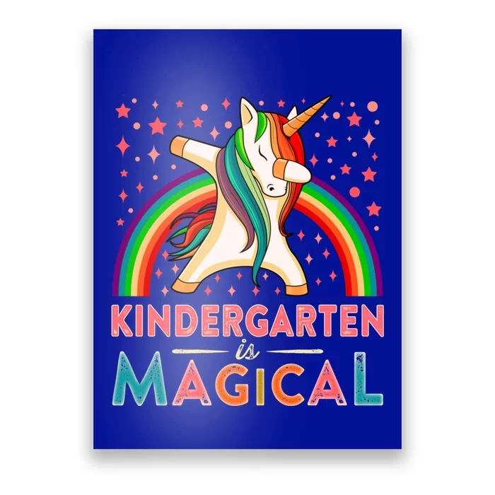 Kindergarten Is Magical Cute Rainbow Dabbing Unicorn Gift Poster