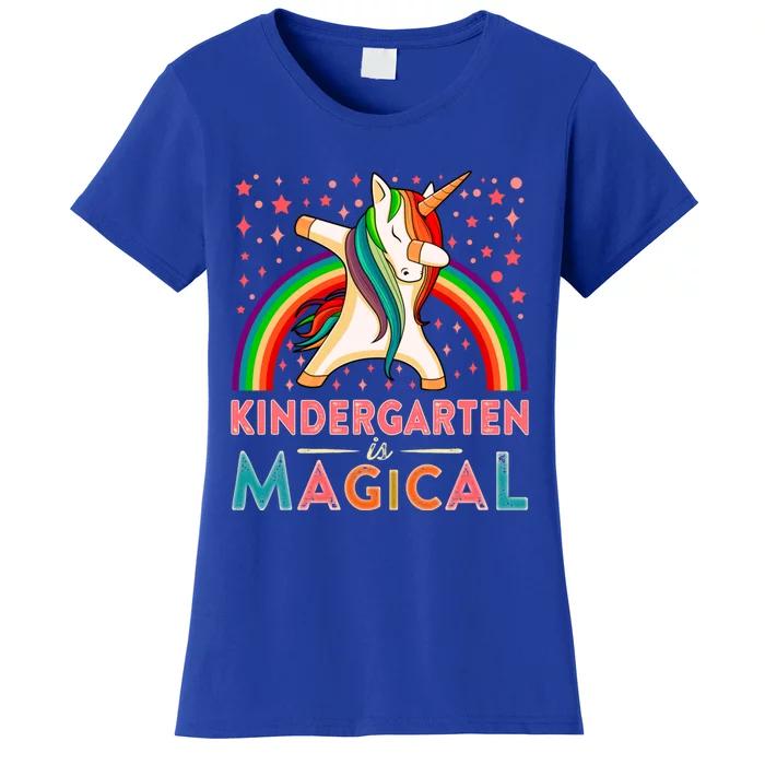 Kindergarten Is Magical Cute Rainbow Dabbing Unicorn Gift Women's T-Shirt