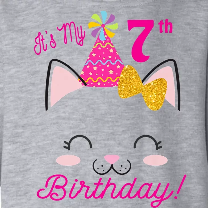 Kids Its My 7th Birthday Shirt Girl Kitty Cat Theme Party Outfit Toddler Hoodie