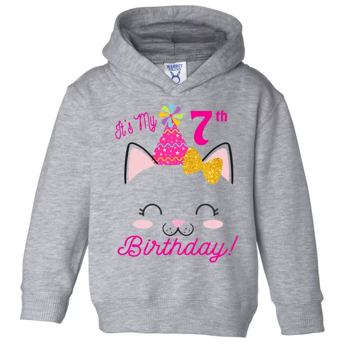 Kids Its My 7th Birthday Shirt Girl Kitty Cat Theme Party Outfit Toddler Hoodie