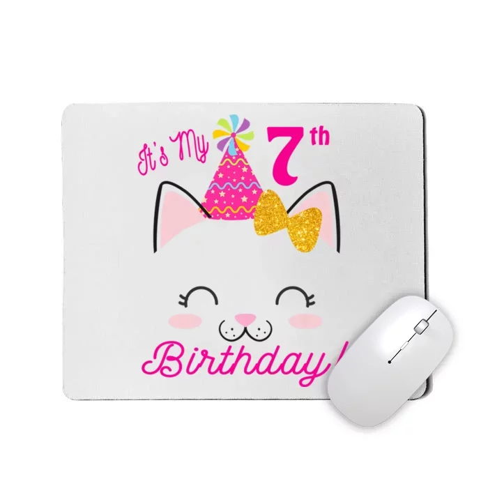 Kids Its My 7th Birthday Shirt Girl Kitty Cat Theme Party Outfit Mousepad