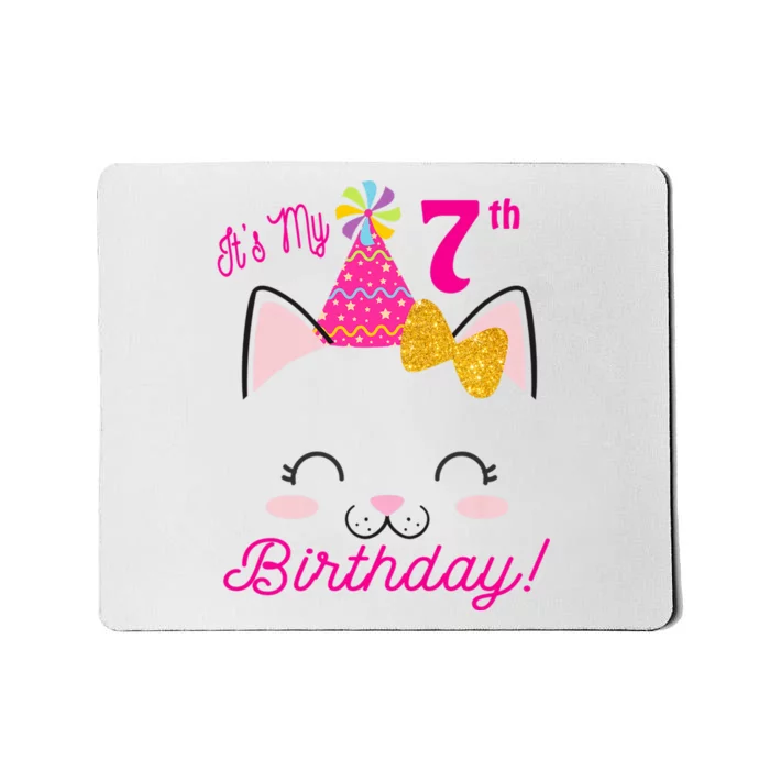 Kids Its My 7th Birthday Shirt Girl Kitty Cat Theme Party Outfit Mousepad