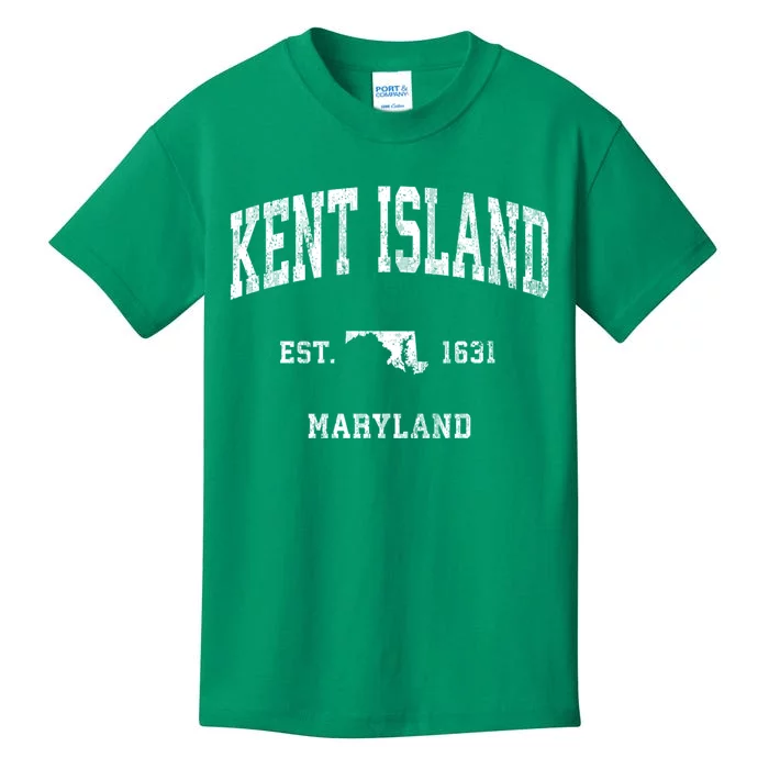 Kent Island Maryland Md Vintage Athletic Black Sports Kids T-Shirt