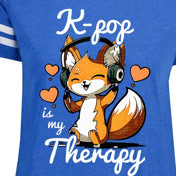 Kpop Is My Therapy Fox Korean Enza Ladies Jersey Football T-Shirt