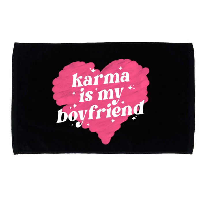 Karma Is My Boyfriend Pink Heart Microfiber Hand Towel