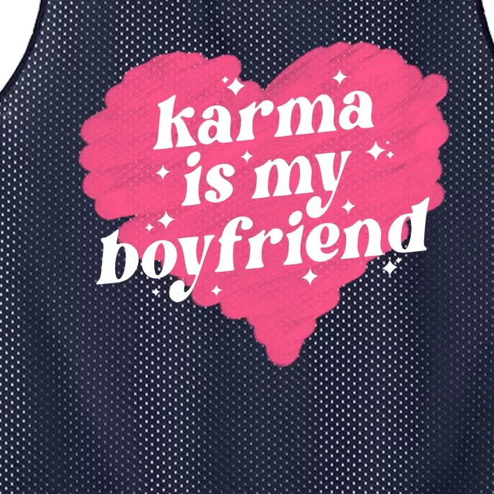 Karma Is My Boyfriend Pink Heart Mesh Reversible Basketball Jersey Tank