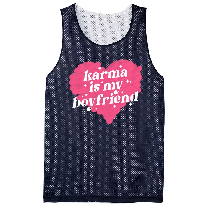 Karma Is My Boyfriend Pink Heart Mesh Reversible Basketball Jersey Tank