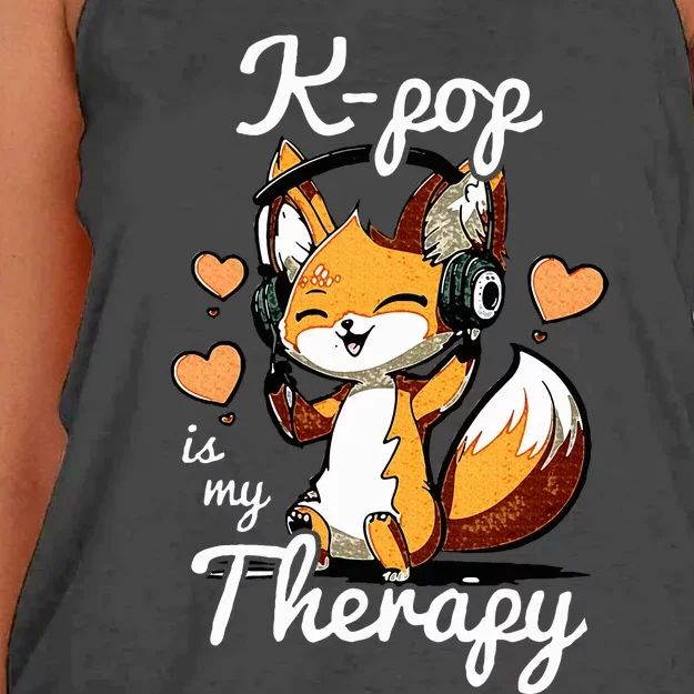 Kpop Is My Therapy Fox Korean Women's Knotted Racerback Tank