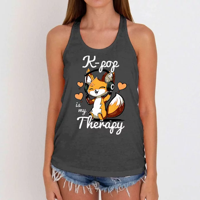 Kpop Is My Therapy Fox Korean Women's Knotted Racerback Tank