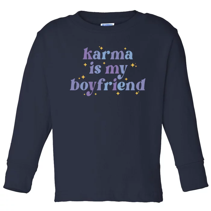 Karma Is My Boyfriend Purple Lavender Toddler Long Sleeve Shirt