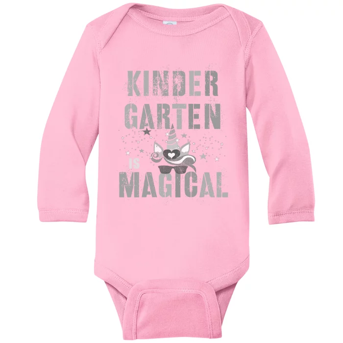 Kindergarten Is Magical Kinder Cutie Im Unicorn Teacher Funny Gift Baby Long Sleeve Bodysuit