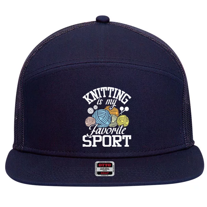 Knitting Is My Favorite Sport Knitting Knitter Crocheting 7 Panel Mesh Trucker Snapback Hat