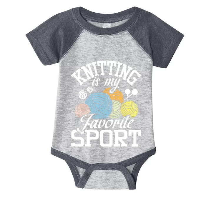 Knitting Is My Favorite Sport Knitting Knitter Crocheting Infant Baby Jersey Bodysuit