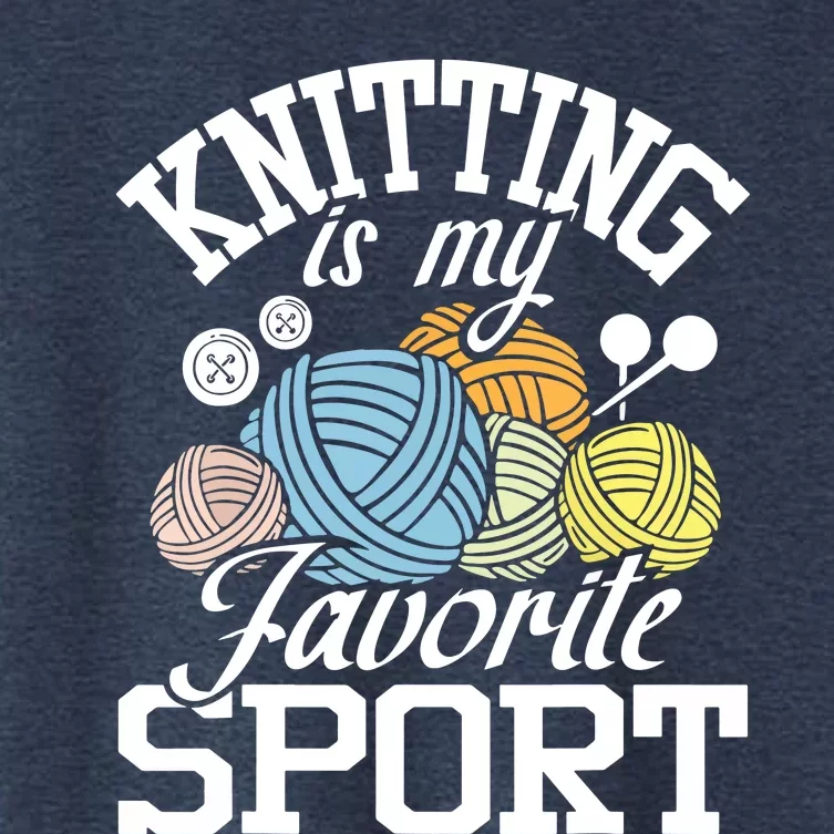 Knitting Is My Favorite Sport Knitting Knitter Crocheting Women's Crop Top Tee