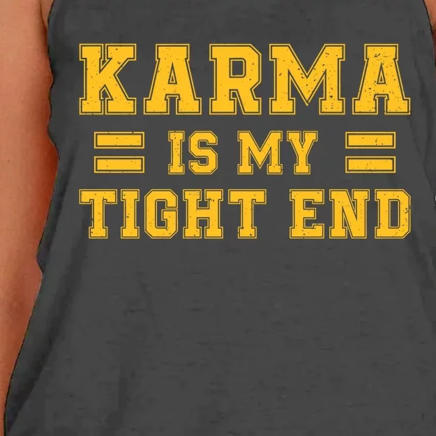 Karma Is My Tight End Women's Knotted Racerback Tank