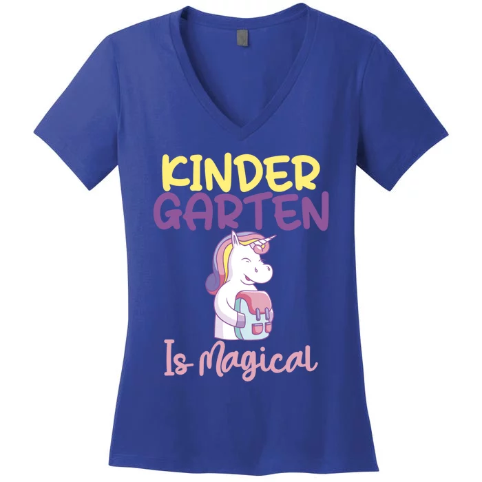 Kindergarten Is Magical Unicorn Gift Women's V-Neck T-Shirt