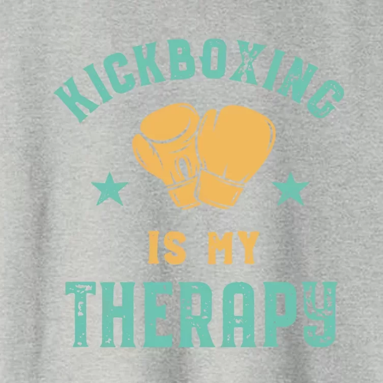 Kickboxing Is My Therapy Sarcastic Funny Boxing Kickboxer Great Gift Women's Crop Top Tee