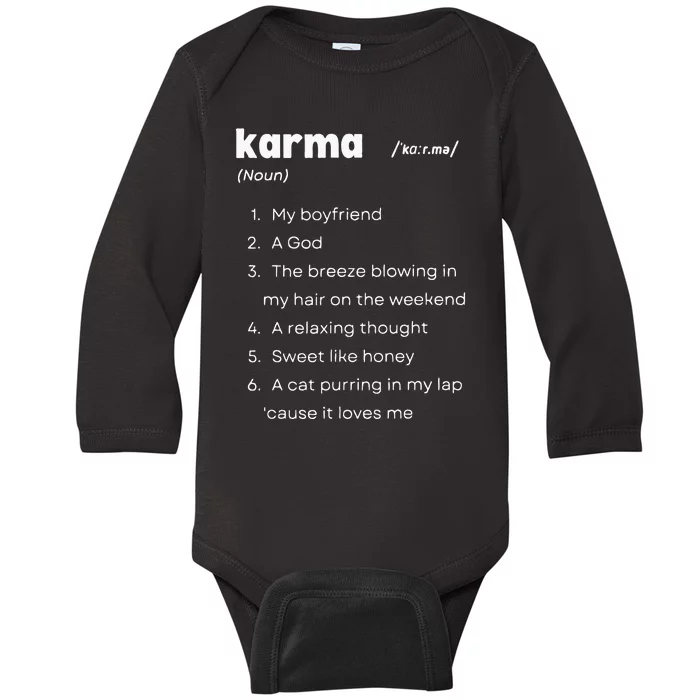 Karma Is My Friend Vintage Inspired Baby Long Sleeve Bodysuit