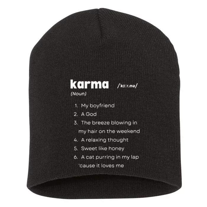 Karma Is My Friend Vintage Inspired Short Acrylic Beanie