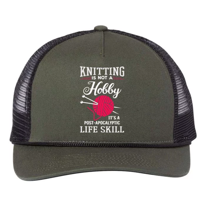 Knitting Is Not A Hobby Its A Post Apocalyptic Life Skill Retro Rope Trucker Hat Cap