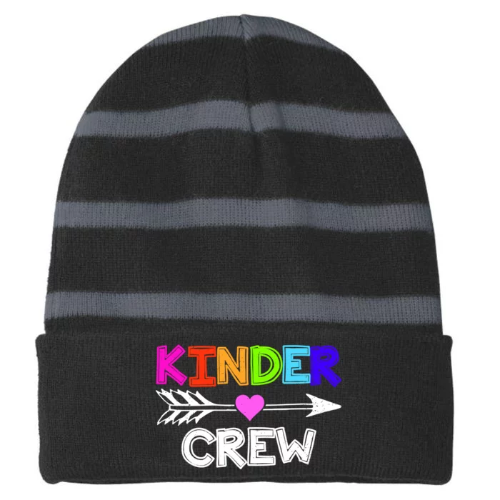 Kinder Crew Kindergarten Teacher Striped Beanie with Solid Band