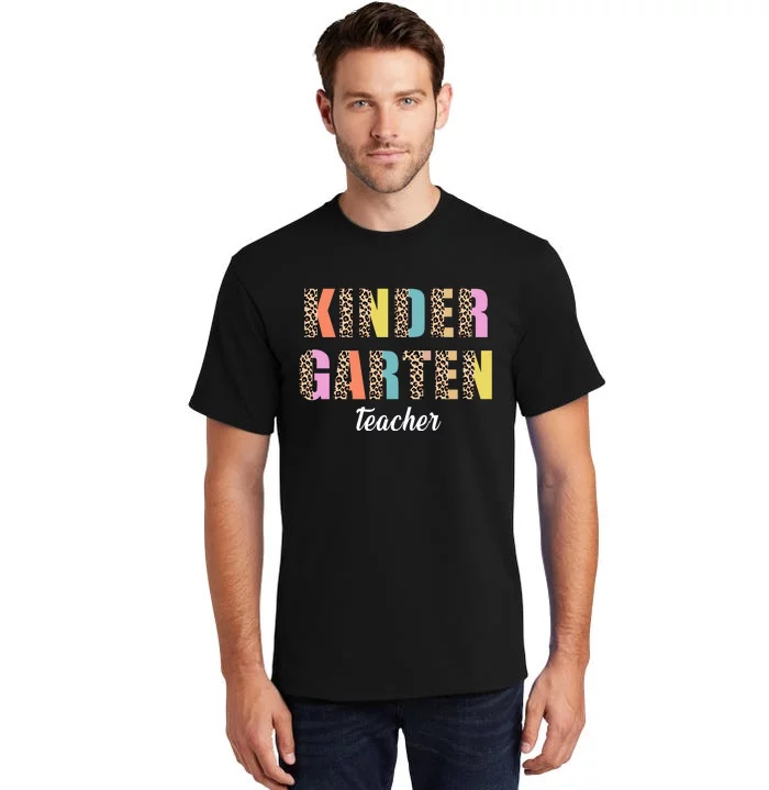 Kinder Garten Teacher Leopard Logo Tall T-Shirt