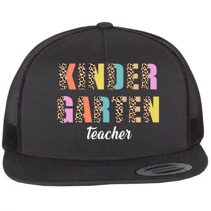 Kinder Garten Teacher Leopard Logo Flat Bill Trucker Hat